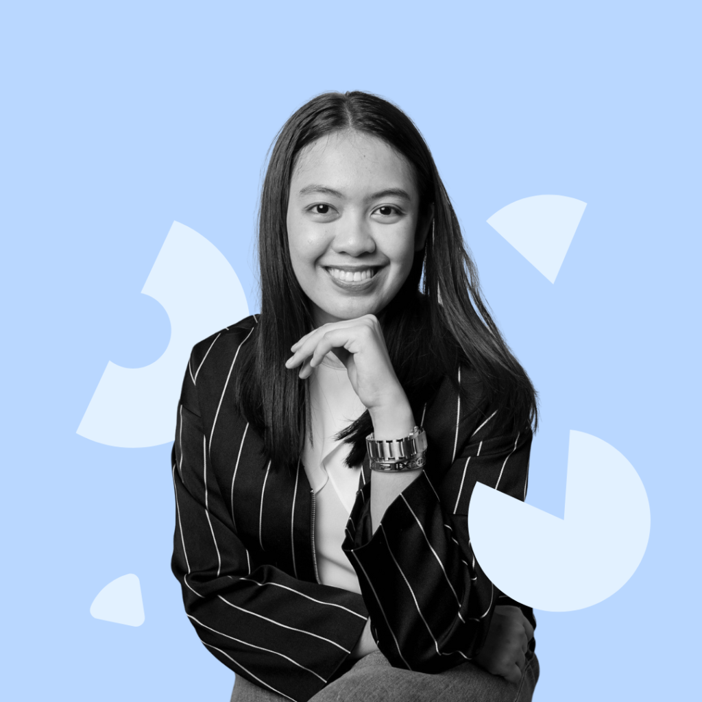 Portrait of Bianca Flor L. Ulan, MBA, alongside a story highlighting her journey from solo freelancer to founder of Pareto Consulting, emphasizing her data-driven mindset and strategic expertise.