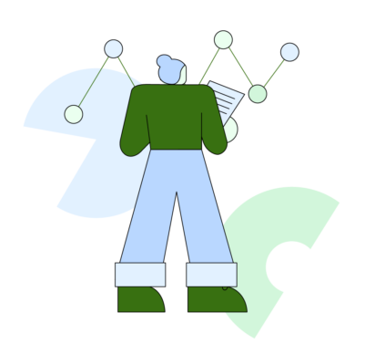 Elements website-06 Illustration of a person analyzing data points